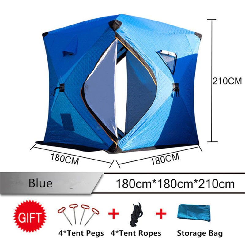 Cheap Goat Tents Outdoor Winter Fishing Tent Warm Cotton Ice Fishing Tent Thickened Camping Shelter House Sauna Tent 1.8*1.8*2.1m 2Door 3 4Person Tents 